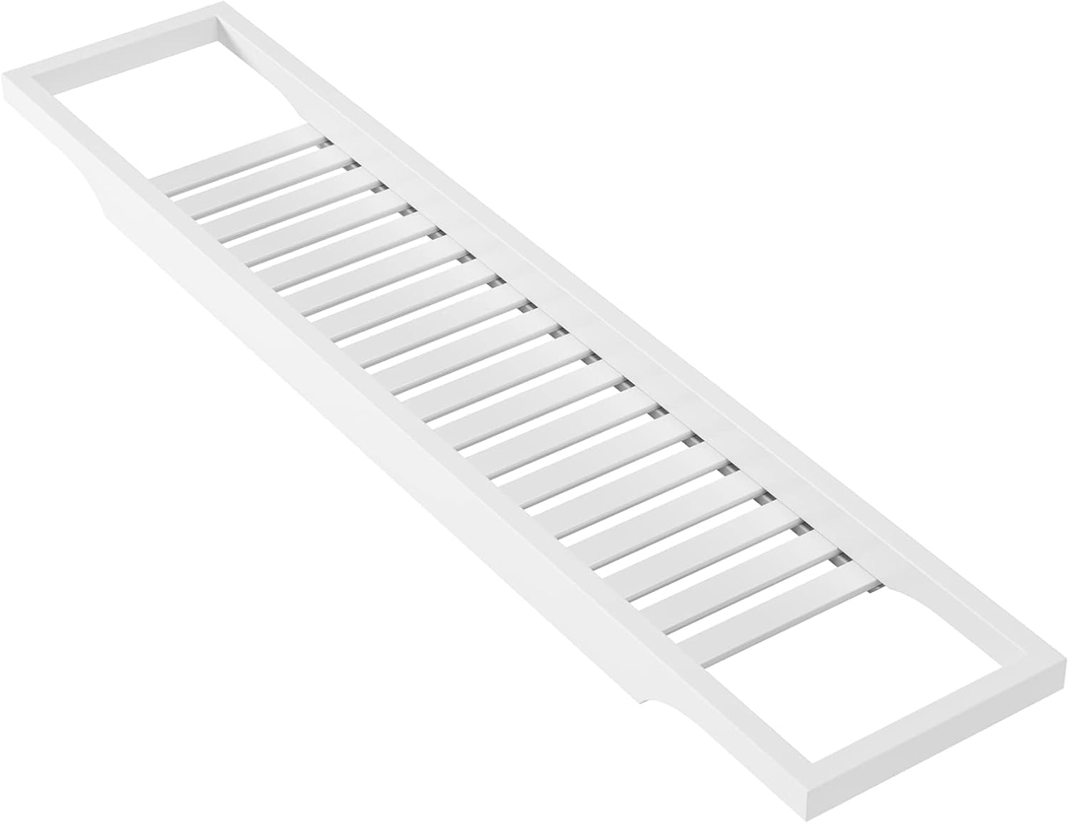 Bandejas de baño de bambú para bañeras estrechas, bandeja de accesorios resistente al agua para velas, teléfono, copas de vino, organizador de estante de ducha, color natural