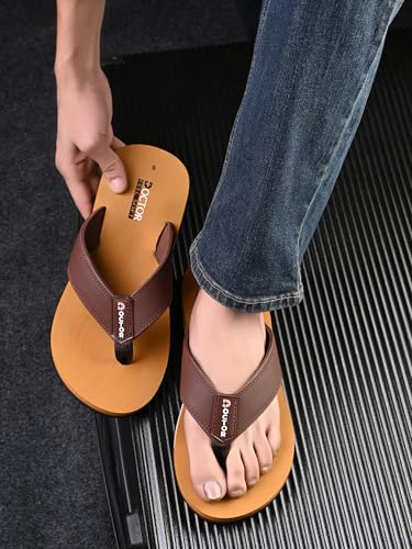 Image of Men's Comfortable Thong Slippers with Cushioned Sole | Lightweight Everyday Wear Slippers with Soft Footbed and Anti Slip Outsole for Indoor & Outdoor Use