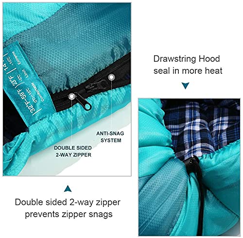 Bessport Sleeping Bag Winter | Flannel Lined 18℉ - 32℉ Extreme 3-4 Season Warm & Cool Weather Adult Sleeping Bags Large | Lightweight, Waterproof For Camping, Backpacking, Hiking #TOP1