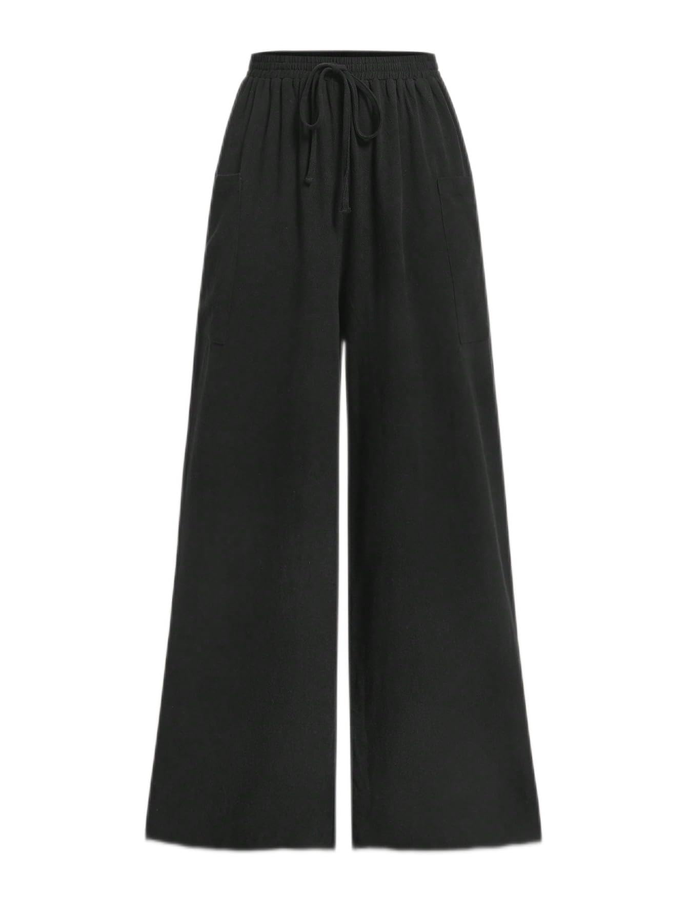 CRYBA Womens Pants Drawstring Waist Wide Leg Pants Pant for Women