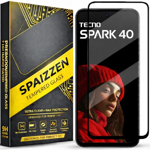 Image of Military-Grade Tempered Glass Screen Protector Compatible for Tecno Spark 40 5G with Edge to Edge Coverage and Easy Self Installation kit