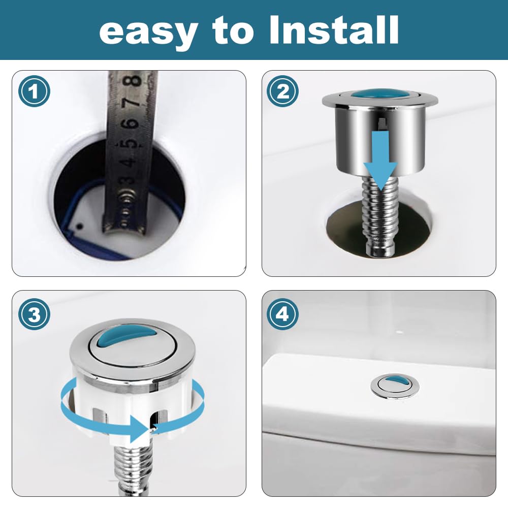 Botón de inodoro, doble botón para cisterna, ABS cromado, accesorio de repuesto para instalación de baño, botón circular, ABS cromado, accesorio de repuesto (blanco/1 pieza)