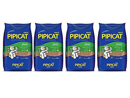 4 pacotes Areia Sanitária Higiênica para gatos Kelco Pipicat Classic 4kg