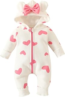 Invierno Infantil Manga Larga Corazón Impresión Bowknot-con Pelele Mono Ropa