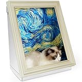 Mona Lisa Cat Bed Painting Cat Scratcher Bed CartBoard Cat House Beds for Indoor Cats Half-Surround Design W/Horizontal Cat Scratcher Scratching Board W/Catnip (The Star Night, Medium - Large)