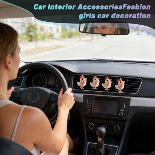 Image of 5 PCS Chicken Car Decor,shiny Rooster Air Freshener Vent ClipsCar Accessories Decoration for ,Reusable Essential Oil Diffuser,Universal for Most Cars (Chicken)