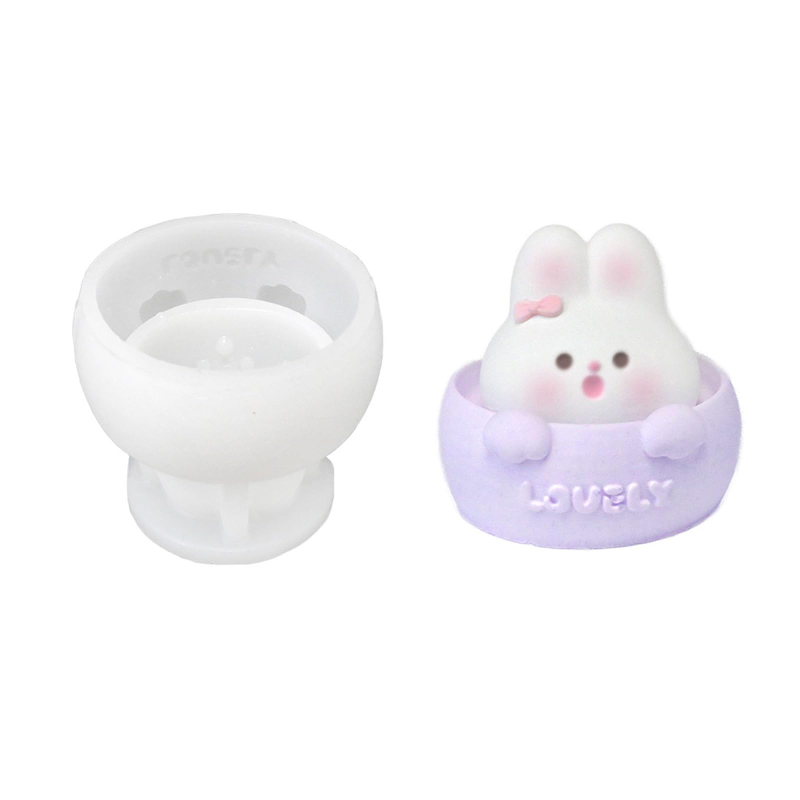 HZBB 3D Cup Rabbits Molds Epoxy Resin Molds Making Silicone Castings Ornament Plasters Animal Silicone