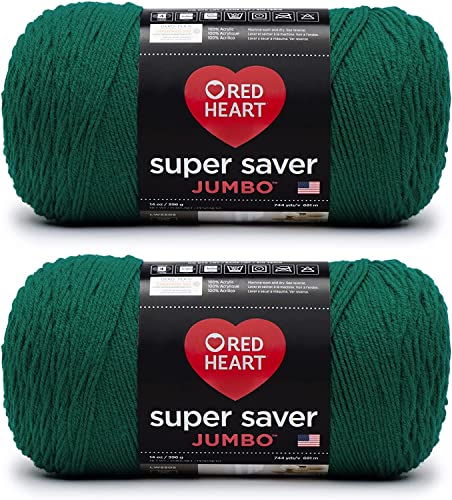 Image of Red Heart Super Saver Jumbo Paddy Green Yarn - 2 Pack of 396g /14oz - Acrylic - 4 Medium (Worsted) - 744 Yards - Knitting /Crochet