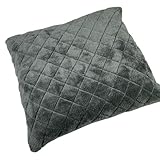 ボリュームタイプ起毛キルト座布団カバー 55x59cm, なめらか、やわらかい、ぬくぬく (ダークグレー)