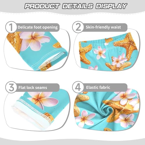 Yellow Starfish Plumeria Flower Girls Leggings Soft Stretch Workout Yoga Dance Pants for Kids Casual Tights3