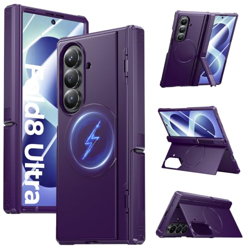Kaiiecal Samsung Galaxy Z Fold 8 Ultra�p �P�[�X [Magsafe�Ή�] [�f���A���L�b�N�X�^���h] [�q���W�ی�&�X�N���[���v���e�N�^�[] �t���{�f�B�ϏՌ��d�b�J�o�[ Samsung Z Fold 8 Ultra 2