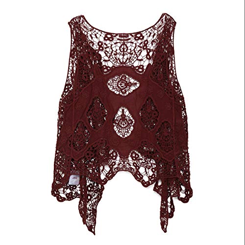 Image of JASTIE Women Open Stitch Cardigan Boho Sleeveless Hippie Summer Hollow Out Solid Crochet Vest