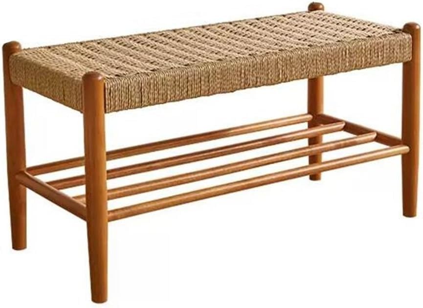 Banc à chaussures robuste 60 cm à 2 niveaux pour l'entrée du salon