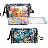 AMBESTAR Crochet Bag Organizer, Large Capacity Yarn Storage Bag for Crocheting, Knitting Kit, Crochet Accessories, Easy to Carry, Sturdy and Has Tons of Storage, Knitting Gifts for Girls, Mum