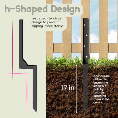 WIMART Fence Post Repair Kit, Heavy Duty Steel Fence Post Anchor Ground Spike for Repair Tilted, Broken Wood Fence Post (Black - Set 2) by WIMART - Image 3