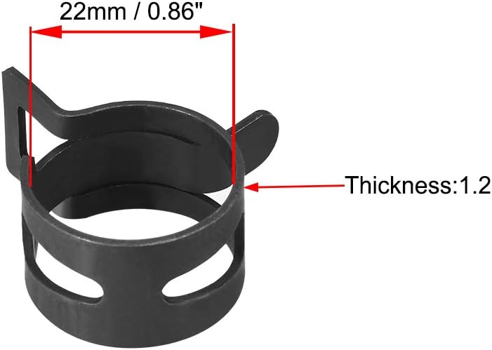 uxcell Steel Band Clamp 22mm Inner Dia Fit 23-24.5mm OD Hose Spring Band Type Action Fuel Line Silicone Tube Clip Clamp Black 10Pcs - Image 4