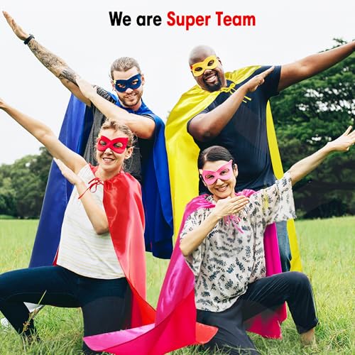 D.Q.Z Superhero-Capes and Masks for Adults Bulk 14 Pack Super Hero Halloween Group Costumes Women Men Team Spirit Party4
