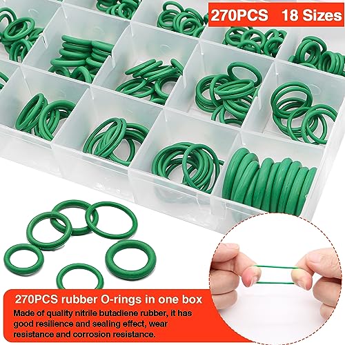 Image of Taiss Car A /C Repair Kit 270PCS O-Ring Seals Kit + 40PCS A /C Valve Core Assortment with Remover Tool,R12 R134a Refrigeration Tire Valve Stem Cores,Car Air Conditioning Compressor Seals O-Ring