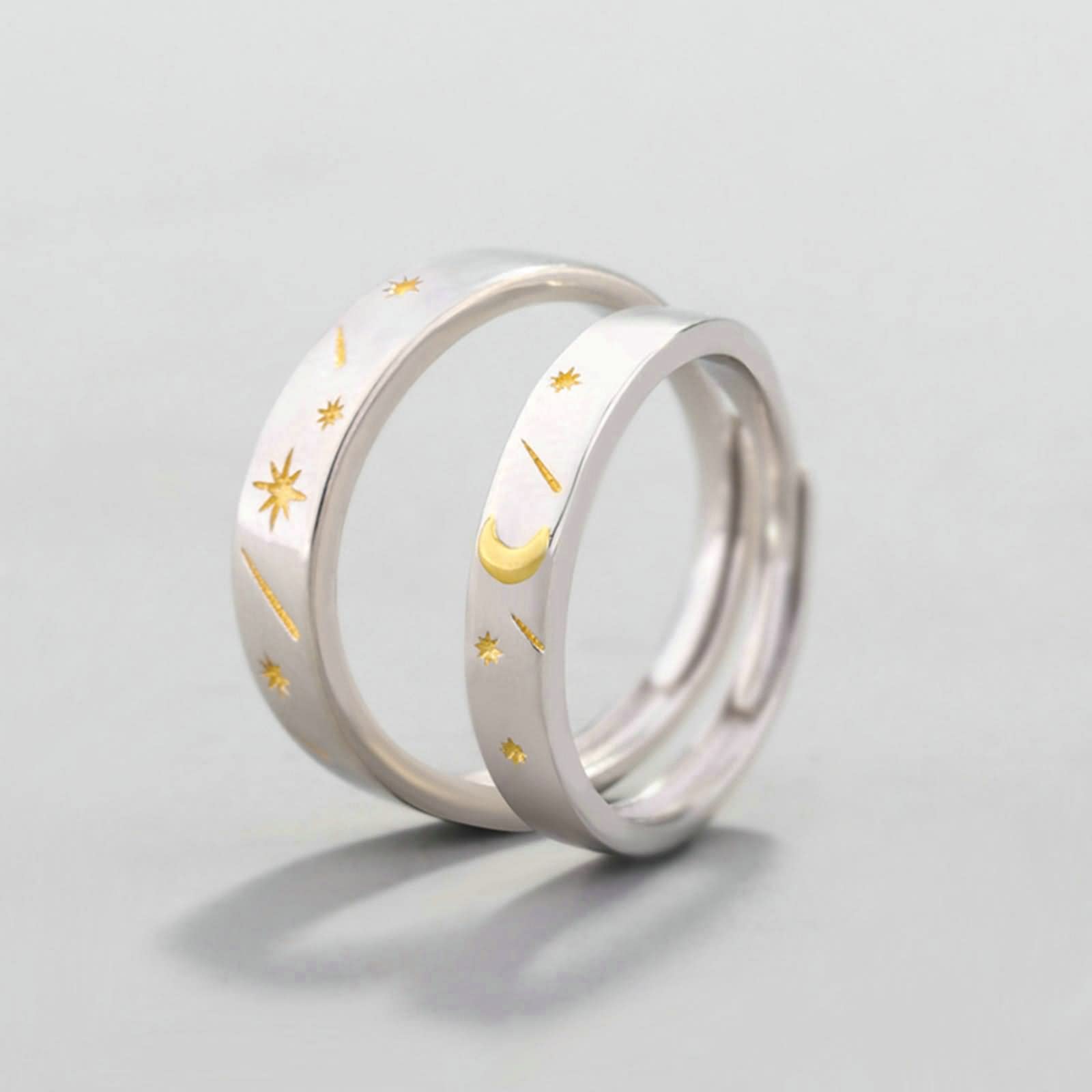 Freundschaftsringe, Ehering, Sonne und Mond, Silber, Gold, Sterlingsilber, Geschenksets für Frauen