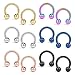 Ruifan 12PCS Assorted Colors Surgical Steel CBR Non-Piercing Fake Nose Septum Horseshoe Earring Eyebrow Tongue Lip Piercing Ring with 4mm Balls 14G 8mm