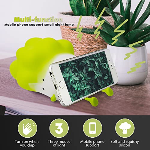 Lumoonosity Cabbage Night Light - Cool Cabbage Light For Bedroom Decor, Nursery Room Desk - Cute Green Bedside Lamps With 3 Light Modes - Silicone Touch Lamp - Squishy Kawaii Gift Ideas For Kids #TOP3