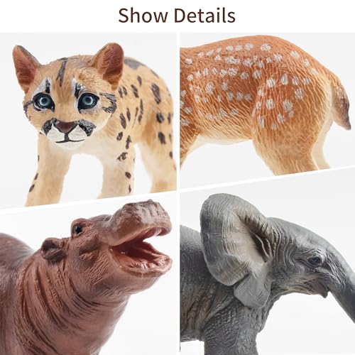 TOYMANY 12 Stück Wald Tiere-Figuren Set Wild Spielfiguren Dschungel Spielzeug Dschungeltiere Baby Figur Plastiktiere Zoo, Osterei, Kuchendeckel Weihnachtsgeburtstagsgeschenk für Kinder