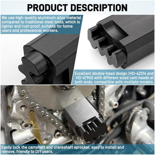 Image of JERBOR Upgrade Double-Headed Cam Sprocket Locking Tool, High Hardness Aluminum Alloy Cam Locking Tool for Harley 1999-2017 Twin Cam 1999-2006 Dyna for 2017-2024 Milwaukee 8 Motors HD 42314 HD 47941