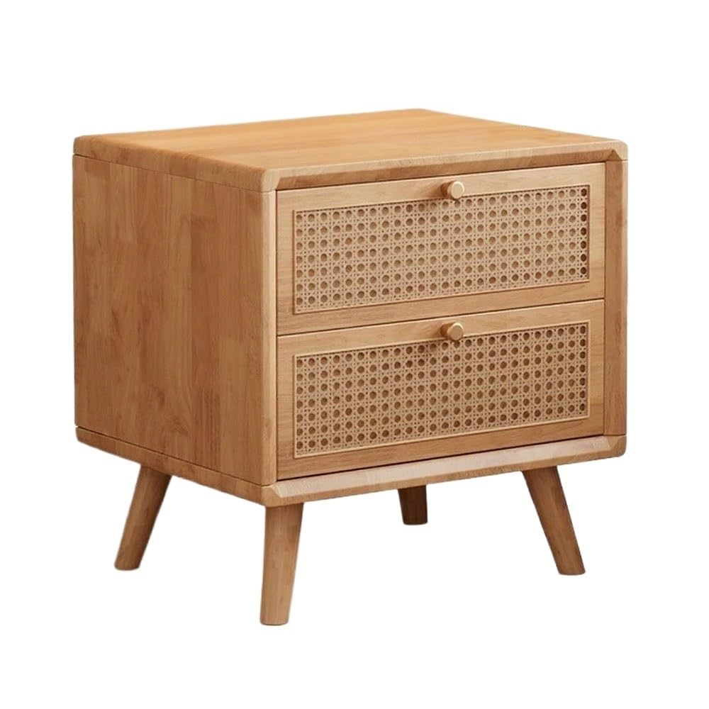 Table de nuit en bois et rotin solution pour optimiser l'espace de rangement d'une petite chambre