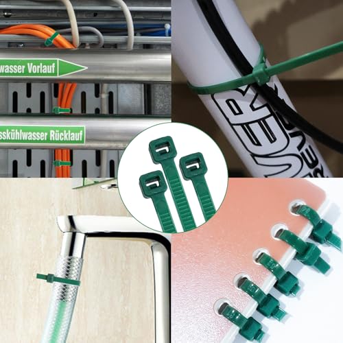 Image of Zip Ties Assorted Sizes(4 inch+6 inch+8 inch+12 inch), 2000 Pack,Green Cable Ties,Multi-Purpose Self-Locking Nylon Cable Cord Management,Plastic Wire Ties for indoor and outdoor use.