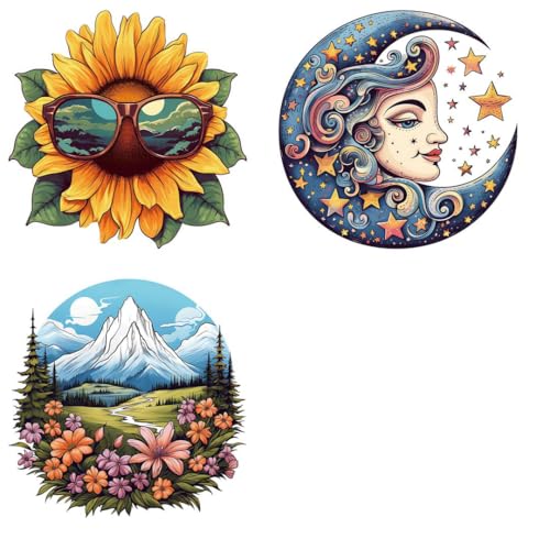 Hippie Sublimation Iron Transfer Patch Heat Transfer Sticker Vinyl Design Iron Applique T-Shirt Clothing DIY Craft Applique Clothing Decoration (P3)