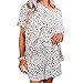 Produktbild RENJIANFENG Frauen Tie Dye Gedruckt Pjs Nachtwäsche Short Lounge Set Damen V-Ausschnitt Kurzarm Tops Und Shorts 2 Stück Pyjama Set Nachtwäsche Homewear,A,L