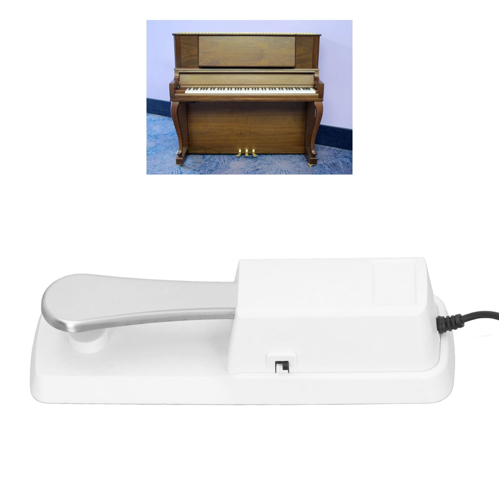Pedal de Sostenido Pedal Universal para Teclados y Pianos, con Conector de 6,35 Mm, Goma Antideslizante, para Instrumentos Electrónicos con Función de Sostenido, (WHITE)