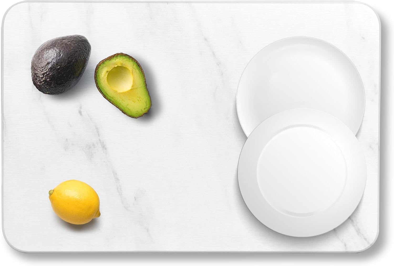 Stone Dish Drying Mats for Kitchen Counter, 21.5"(L)×15.8"(W), Large Quick Dry Super Absorbent Dish Drying Mat, Eco-Friendly Diatomaceous Earth Mat with Non-Slip Pad for Dishes Bottles(White Marble)