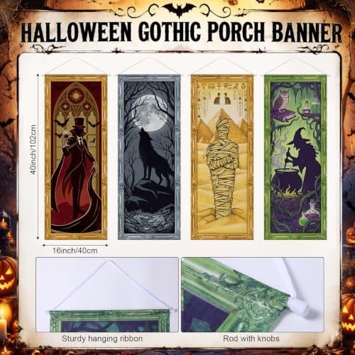 Image of Panelee 4 Pcs Halloween Gothic Banner Mythical Creature Banner Decorations