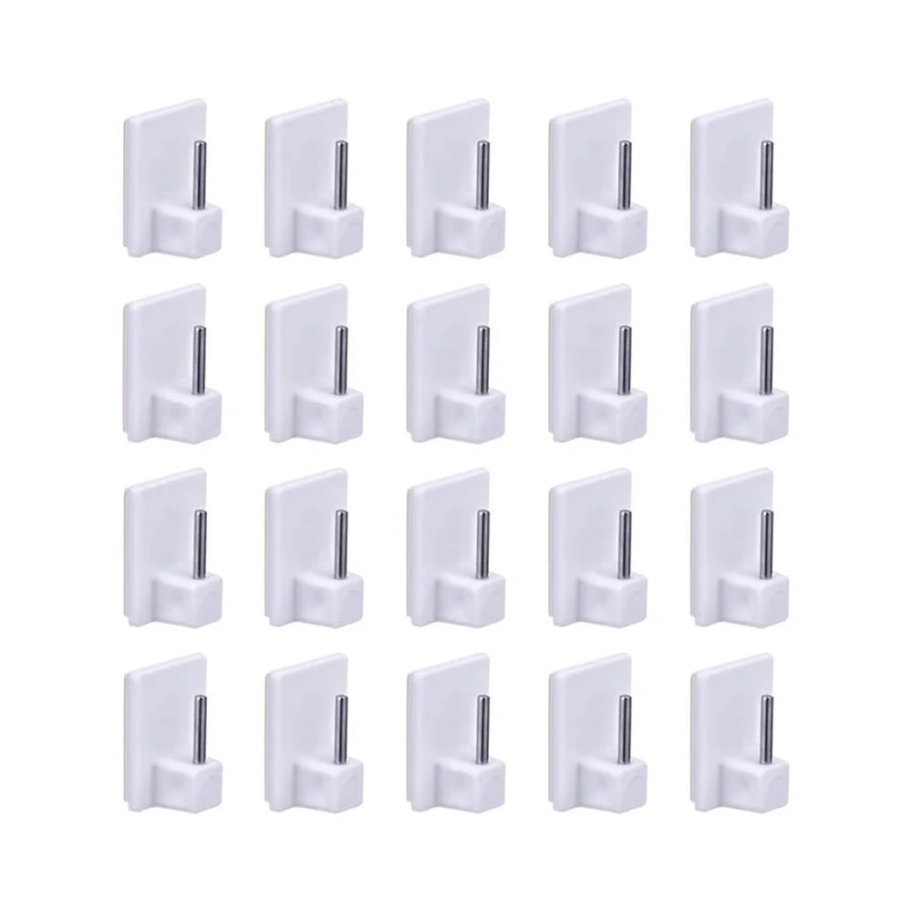 Gentryroo 20Pcs Rectangular Adhesive Metal Rod Hook Punch Free Traceless Wall Fastener