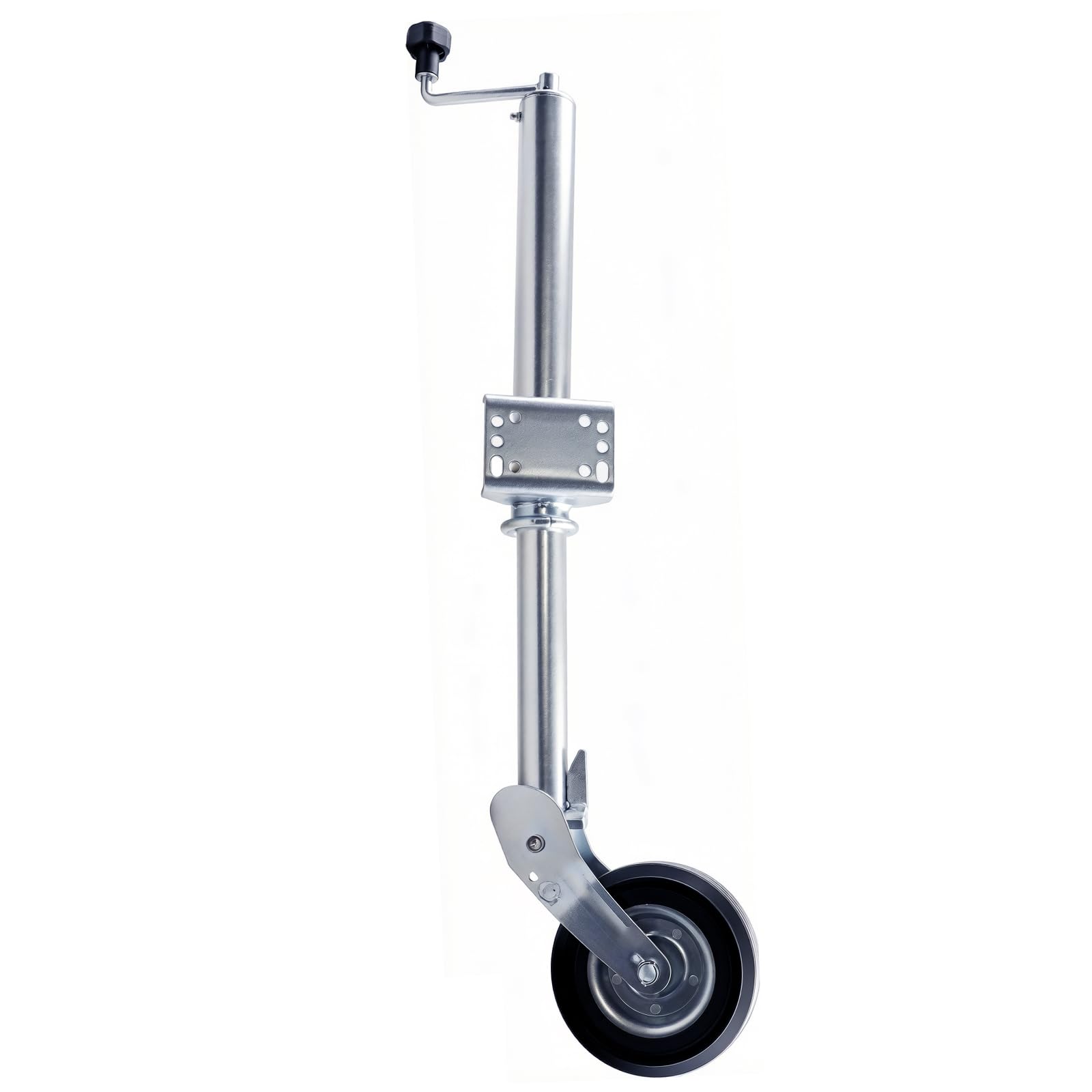 NBJINGYI Anhänger Stützrad 400kg - Ø 60mm Ersatz-Stützrad mit Pannensicherem Vollgummi-Reifen & Stahlfelge, Dickwandiges Verzinktes Stahlrohr, Rangierhilfe für Wohnwagen, Bootstrailer