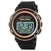 FANMIS Multi Function Alarm Stopwatch Digital LED Quartz Watch Solar Power Black Sports Watches (Rose Gold)