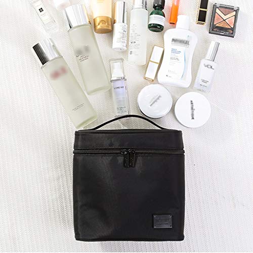 Preisvergleich Produktbild HBJP Haushalt Kosmetiktasche Reisen Tragbare Aufbewahrungstasche PU-Material Wasserdicht Und Langlebig Metall-Reißverschluss Größe Schwarz Kosmetiktasche (Size : M)