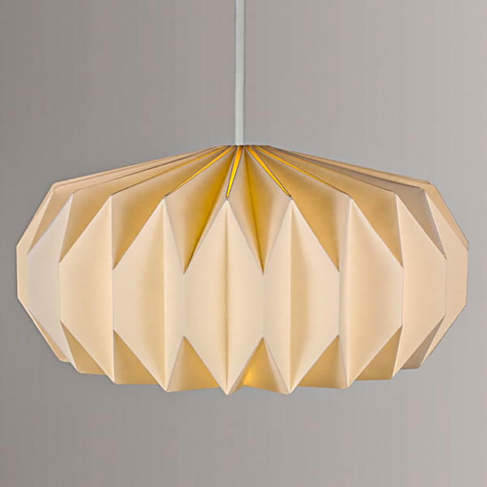 Oval Drum Style Origami Ceiling Paper Lampshade White