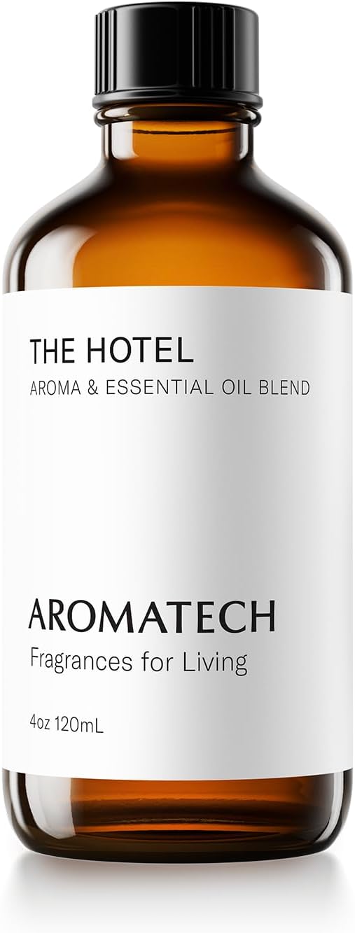 AromaTech The Hotel Aroma Oil for Scent Diffusers, Premium Aroma Oil, 100% Pure Diffuser Blend Peach, Red Rose, Pine for Cold-Air and UltraSonic Scent Machines - 120 Milliliter