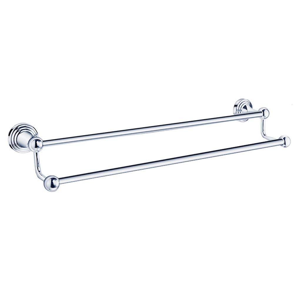 Porte-serviettes double salle de bain support mural chrome argent 52cm