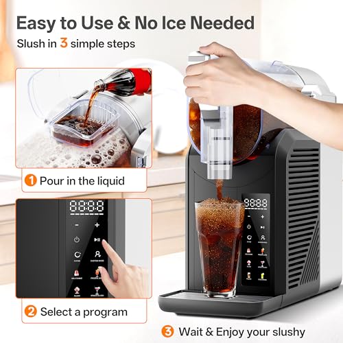 Image of Slushie Machine, 2L /68oz Slushy Machine for Home & Party | Frozen Drink Machine with Self‑Cleaning, No Ice Needed, Ideal for Margaritas, Frappes, Milkshakes