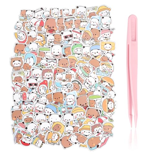 VOSSOT 120 Pegatinas Bubu Dudu con 1 Pinza, Stickers Kawaii Cute Cartoon Set de Pegatinas para Journal, Scrapbooking, Decoración DIY, Portátil y Teléfono