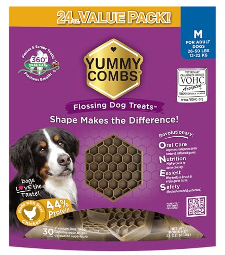 Yummy Combs Dog Dental Treats – Vet VOHC Approved – Delicious Chi...