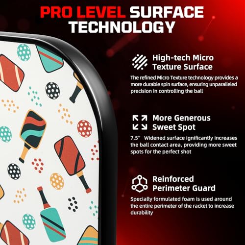 Image of BAGAIL Pickleball Paddles, USAPA Approved Fiberglass Surface Pickleball Set, Lightweight Pickle Ball Rackets with 4 Balls, 1 Bag, Designed in California for Traction and Stability