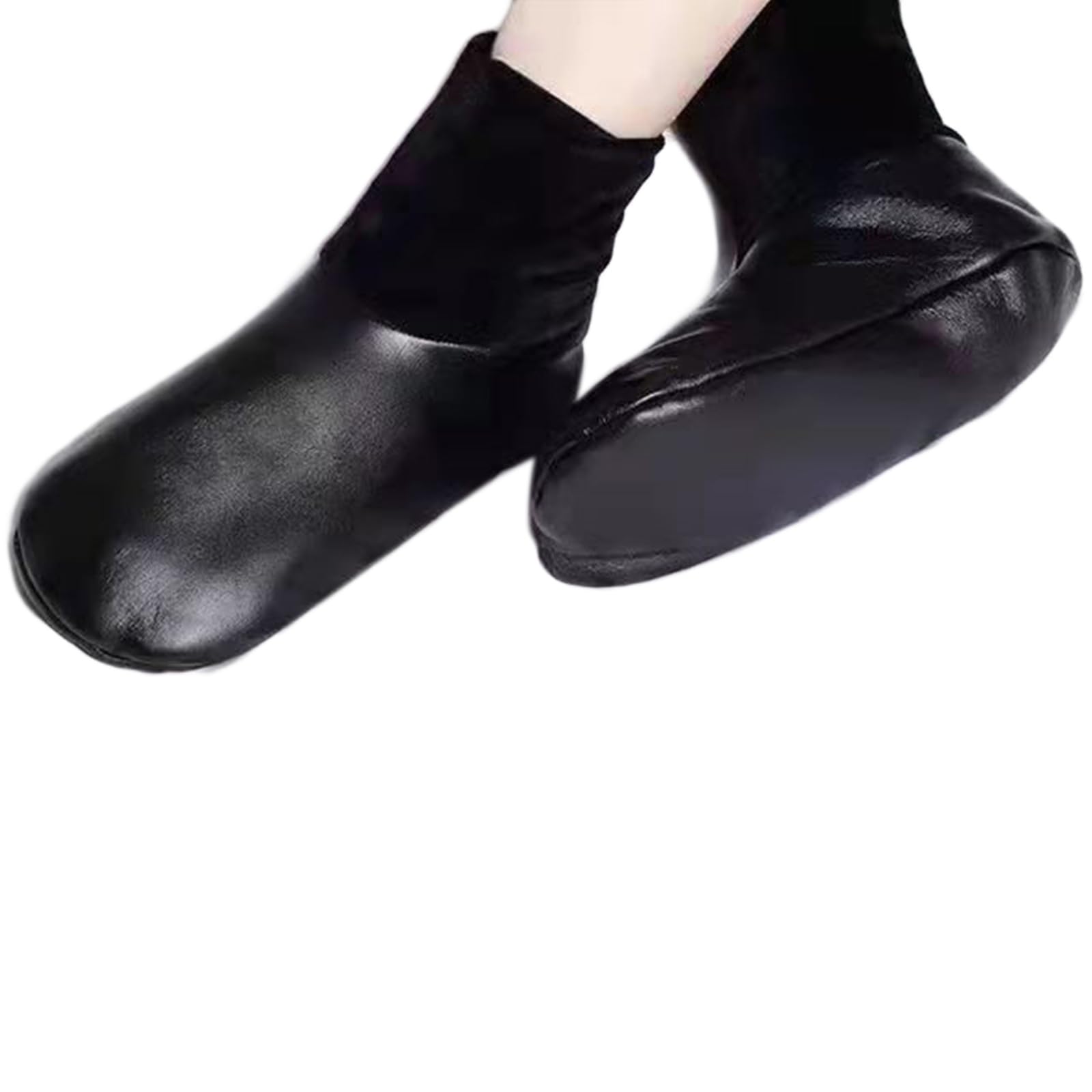 Nucelit Women Men Winter Warm PU Leather Thermal Slipper Socks Plush Warm Fleece Lined Floor Carpet Prayer Wear Non Sip Socks Machine Washable
