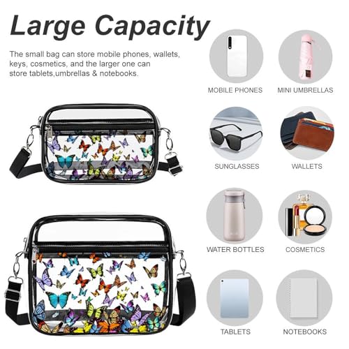 Butterfly Clear crossbody Bag Stadium Approved - Adjustable Shoulder Strap Clear Bag for Concerts Sports Events4