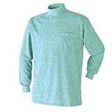 ハイネック メンズ 長袖 作業着 大きいサイズ 3030-15 薄手 胸ポケット 無地 ハイネックTシャツ L 14.アースグリーン