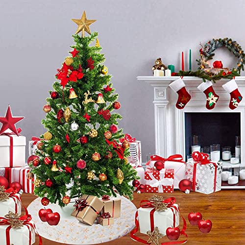 image for GELMOINY Christmas Tree Skirt, 36 Inches Large White&Gold Round Tree S