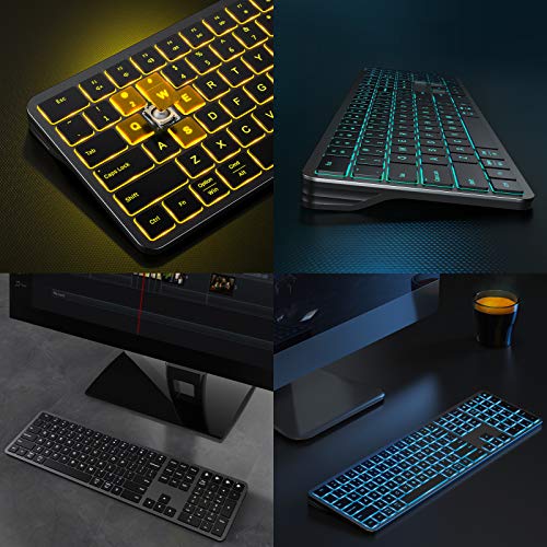 Seenda Backlit Bluetooth Keyboard For Windows & Mac Os, Multi-Device Slim Rechargeable Keyboard, Backlit Wireless Keyboard Compatible For Win 8/10, Laptop, Tablet, Macbook Air/Pro, Ipad, Iphone #TOP6